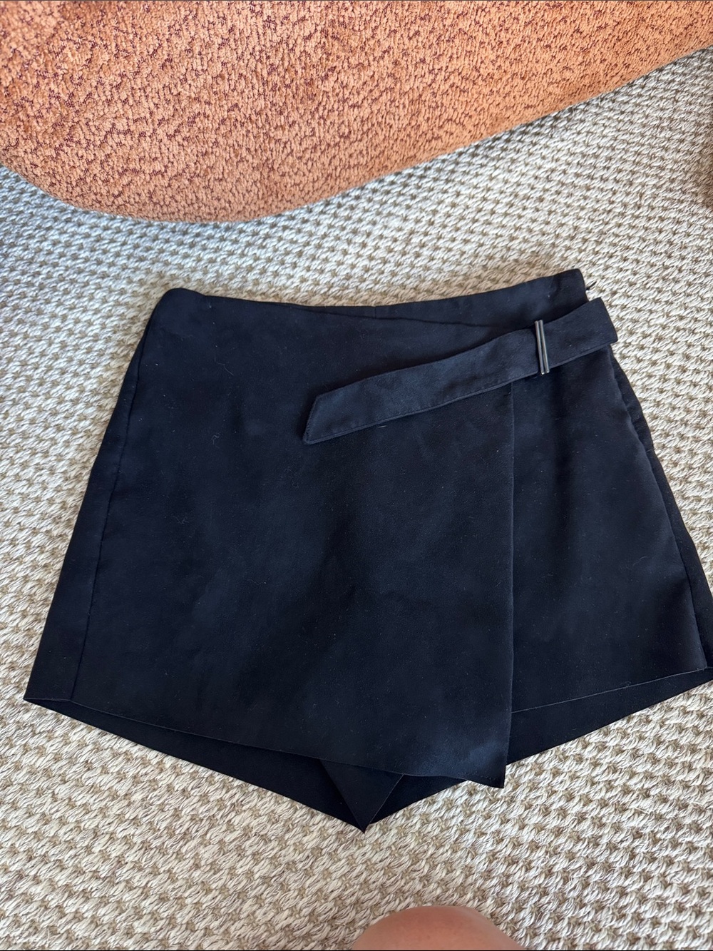Zara Black Wrap Skort with Belt Detail